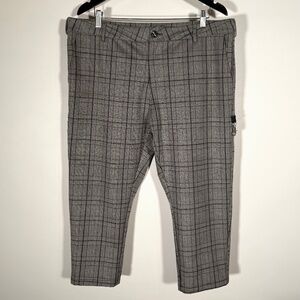 Kollar - Cropped Plaid Trousers Grey Black White Check - Size Large